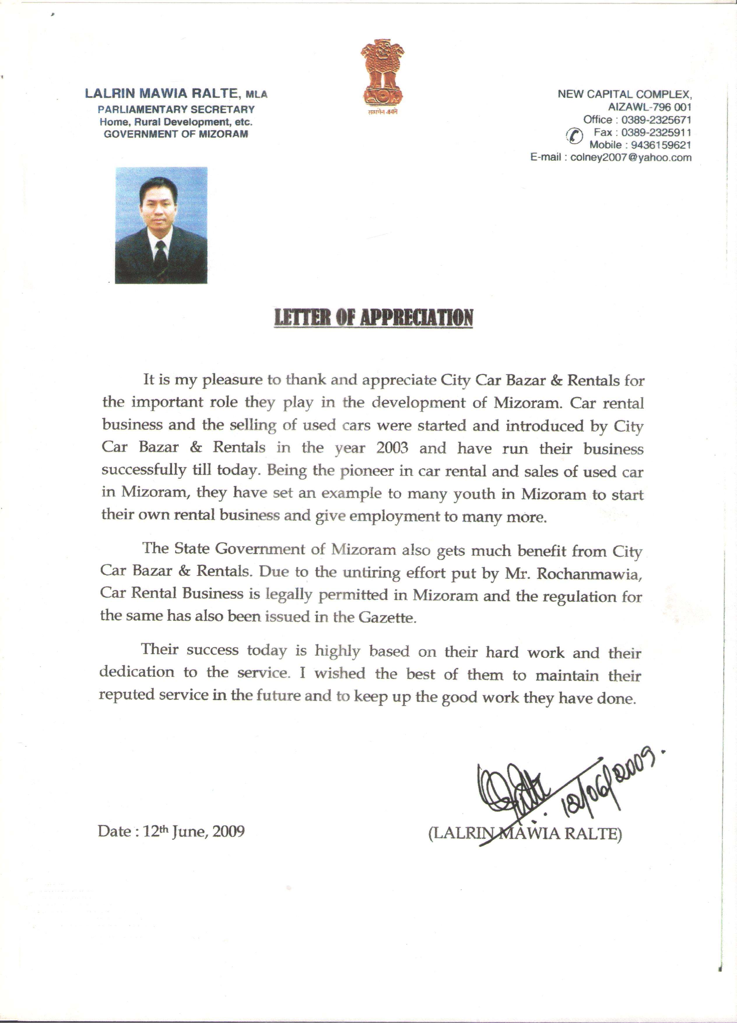 Lalrin Mawia Ralte Letter