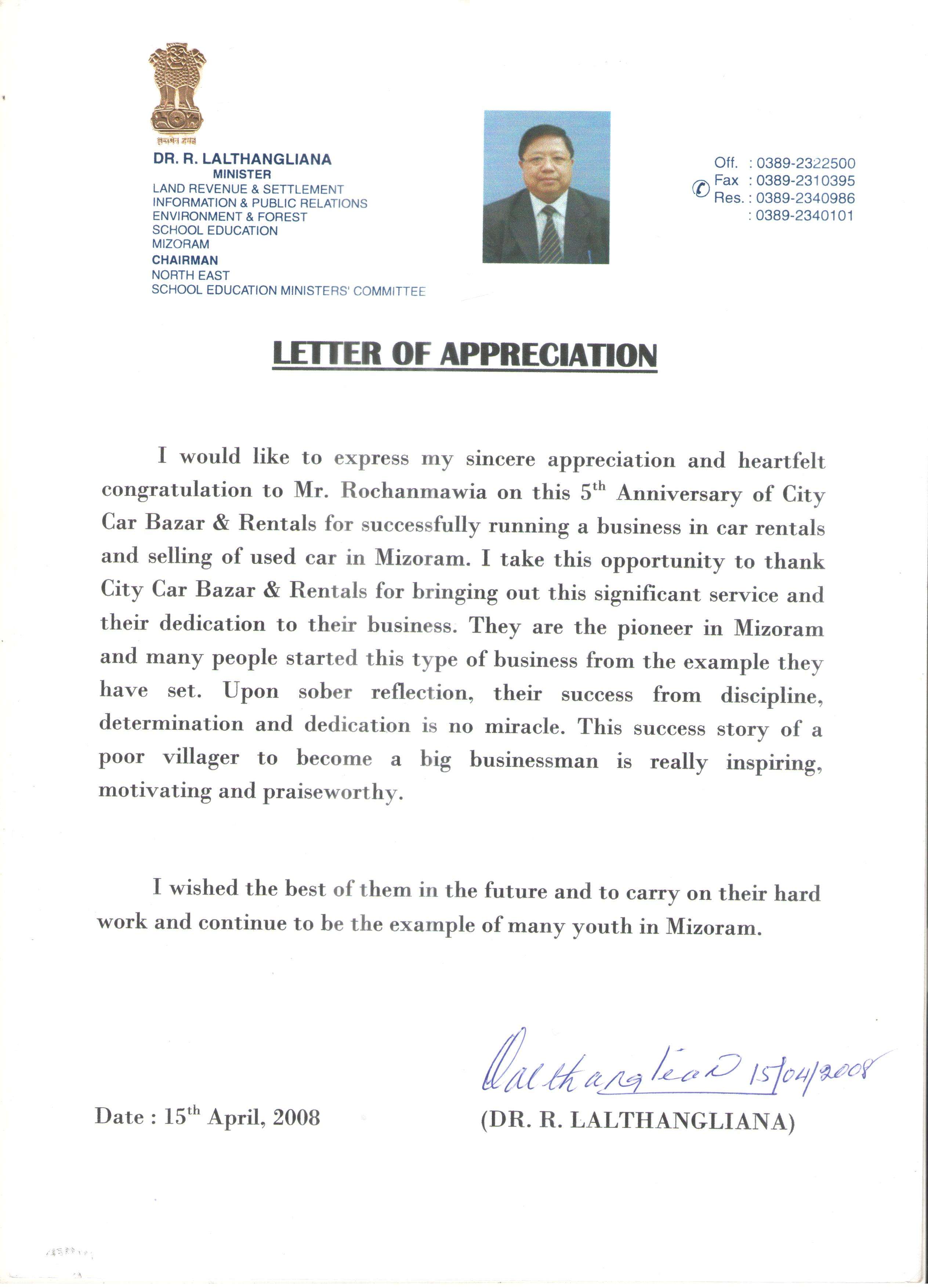 Dr R Lalthangliana Letter